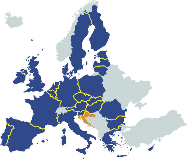 Foto 25: EU Map (27 member states and Croatia)