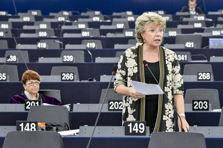 Viviane REDING in Plenary session week 47 2016 in Strasbourg