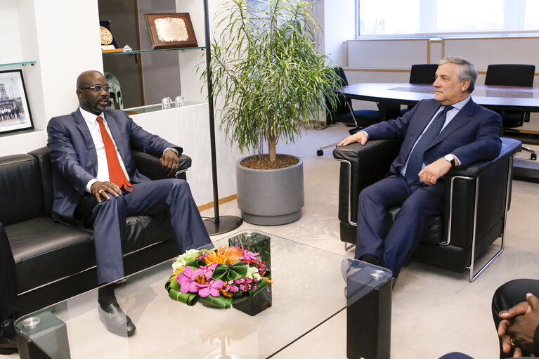 Fotografija 1: Antonio TAJANI - EP President meets with George WEAH - Senator of Libaria