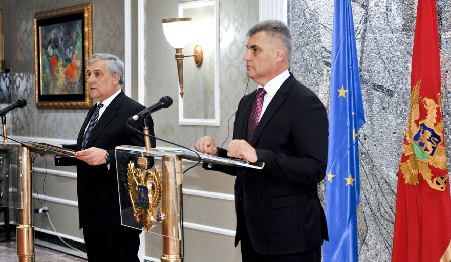 Foto 4: Visit of the President of the European Parliament to Montenegro - Press conference with Mr Ivan Brajovic, Speaker of the Parliament of Montenegro (Villa Gorica)