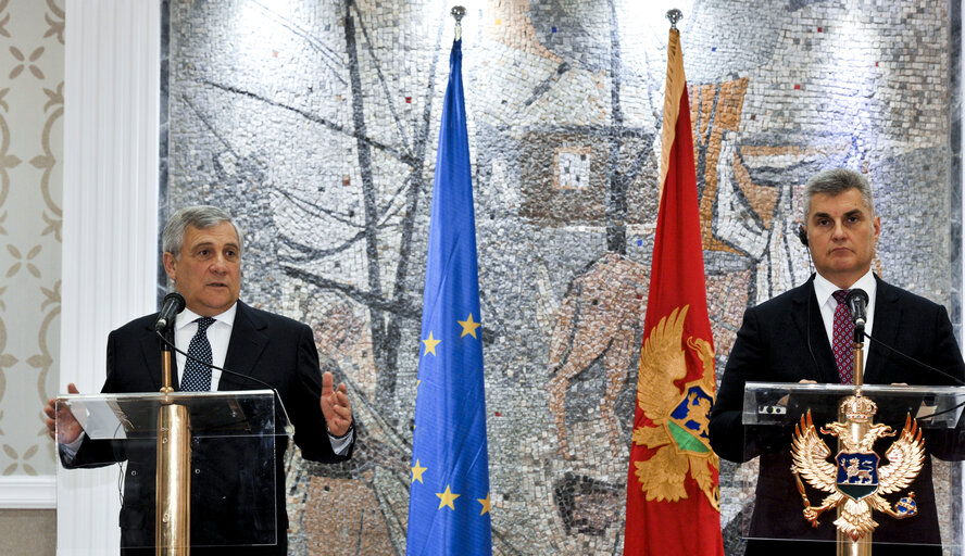 Foto 1: Visit of the President of the European Parliament to Montenegro - Press conference with Mr Ivan Brajovic, Speaker of the Parliament of Montenegro (Villa Gorica)