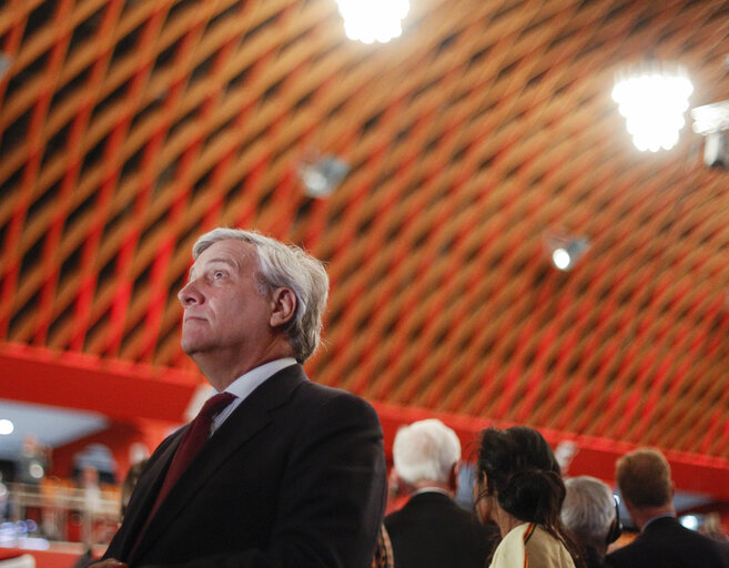 Nuotrauka 4: Visit of the President of the European Parliament to Munster. Antonio Tajani, President of the European is seen during a visit of the opening ceremony of the Paths of Peace meeting in Munster, 10 September 2017.