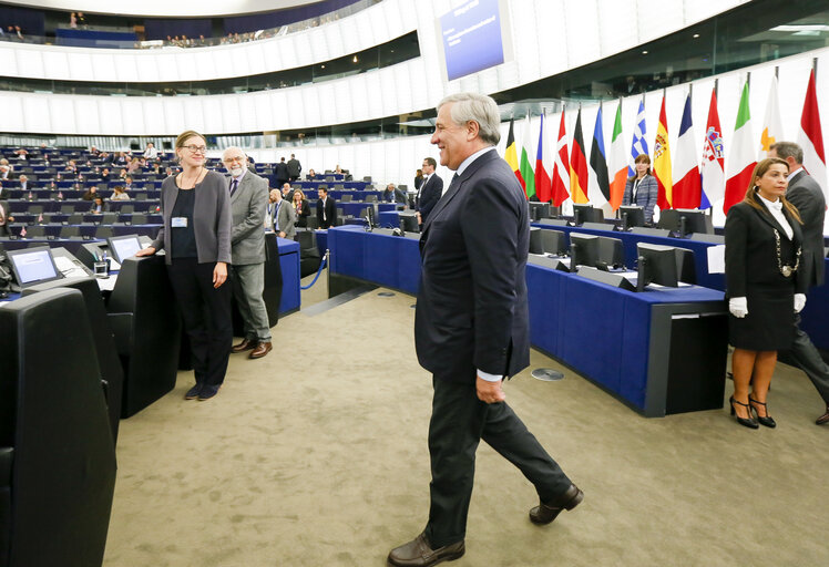 Zdjęcie 13: Antonio TAJANI - EP President in plenary session Week 40 2017 in Strasbourg