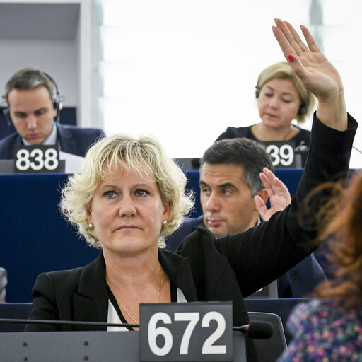 Nadine MORANO in plenary session week 37 2017 in Strasbourg