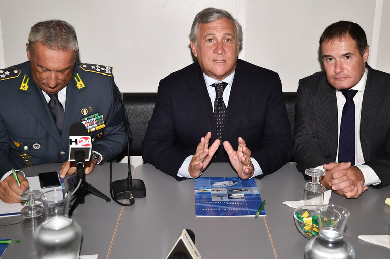 Photo 49 : Official visit of the President of the European Parliament to Italy. Antonio Tajani - EP President visiting Catania and Pozzallo. Press conference