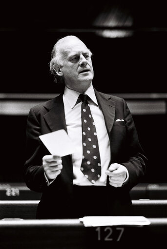 The delegue Sir Tom NORMANTON during a session in Strasbourg in May 1978.