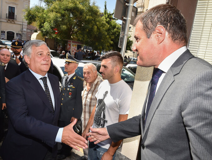 Foto 11: Official visit of the President of the European Parliament to Italy. Antonio TAJANI - EP President visiting Catania and Pozzallo.