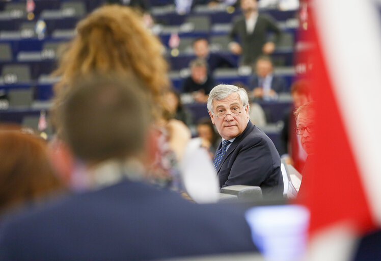 Zdjęcie 4: Antonio TAJANI - EP President in plenary session Week 40 2017 in Strasbourg