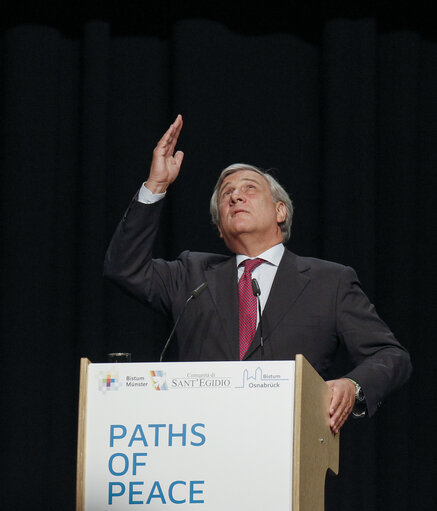 Nuotrauka 9: Visit of the President of the European Parliament to Munster. Antonio Tajani, President of the European Parliament holds a keynote speech during a visit of the opening ceremony of the Paths of Peace meeting in Muenster, 10 September 2017.