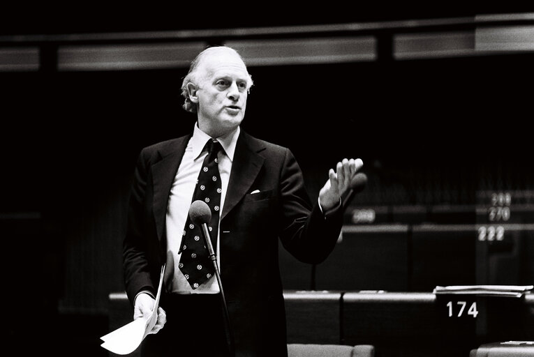 The delegue Sir Tom NORMANTON during a session in Strasbourg in May 1978.