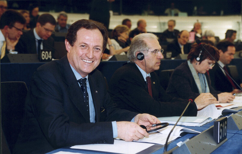 Foto 2: Mario MANTOVANI in plenary session in Strasbourg.