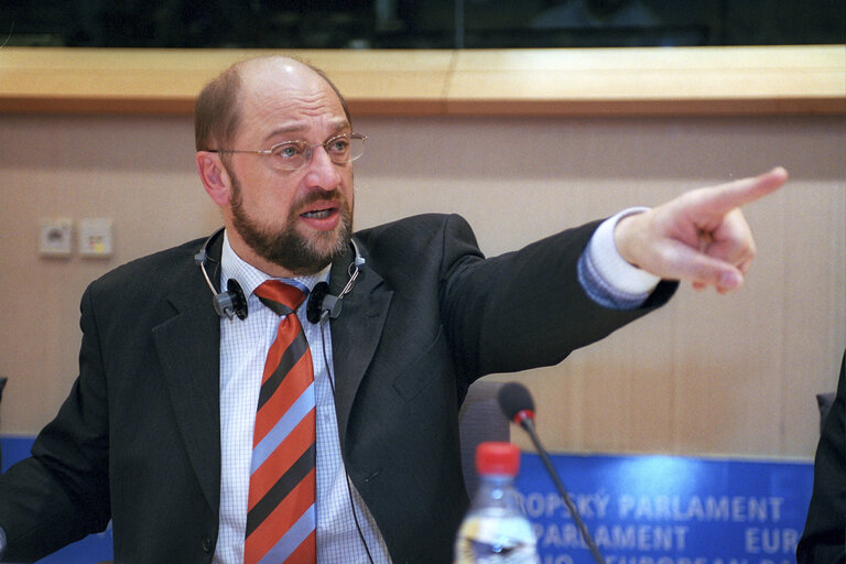 Martin SCHULZ in a meeting at the EP in Brussels.