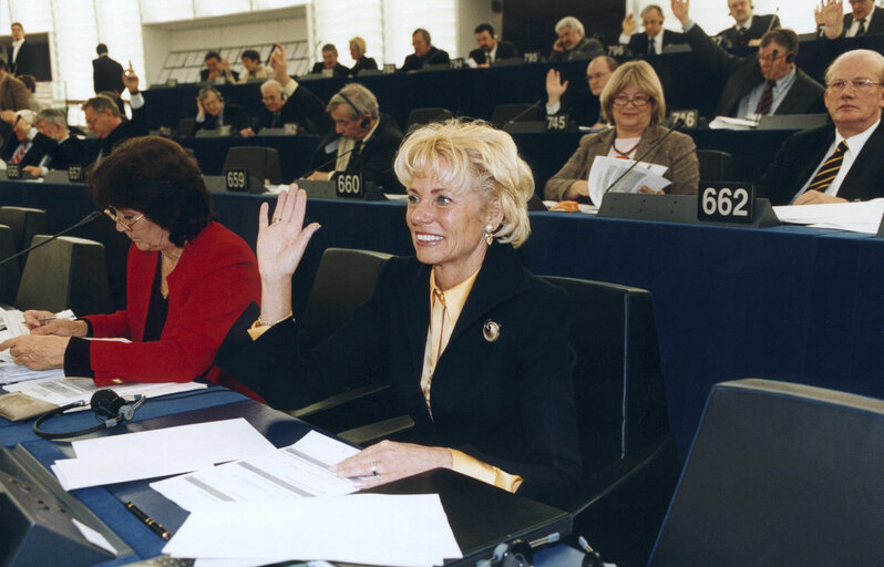 Elly PLOOIJ-VAN GORSEL in plenary session in Strasbourg