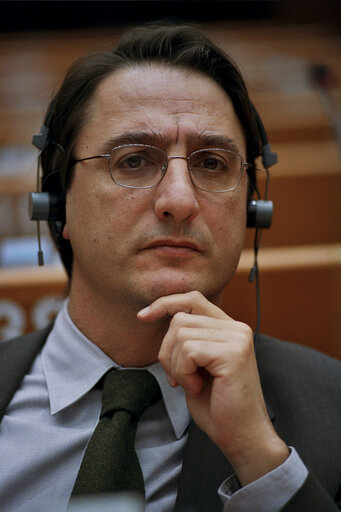 Claudio FAVA in a meeting at the EP in Brussels.