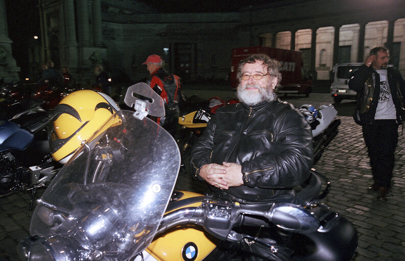 Demonstration by motorbike riders.