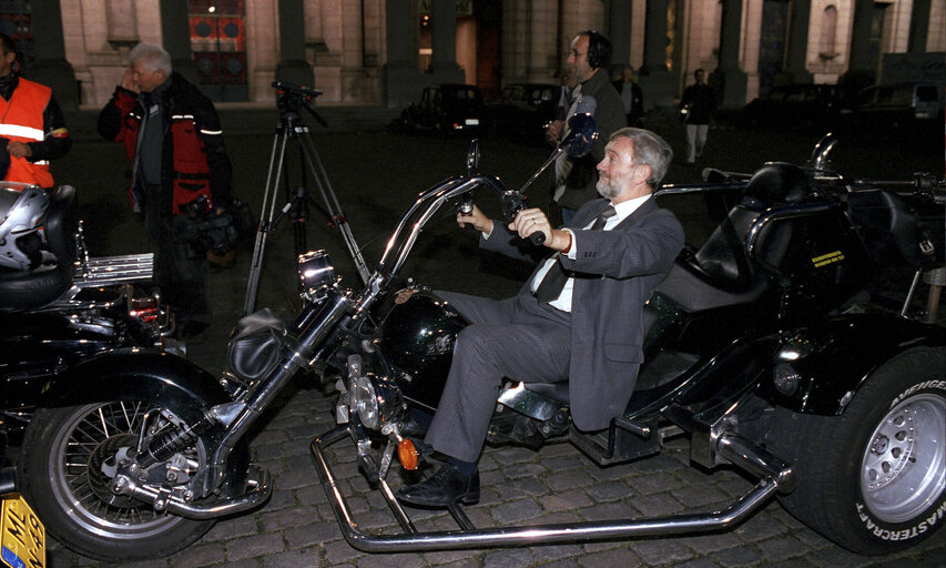 Demonstration by motorbike riders.