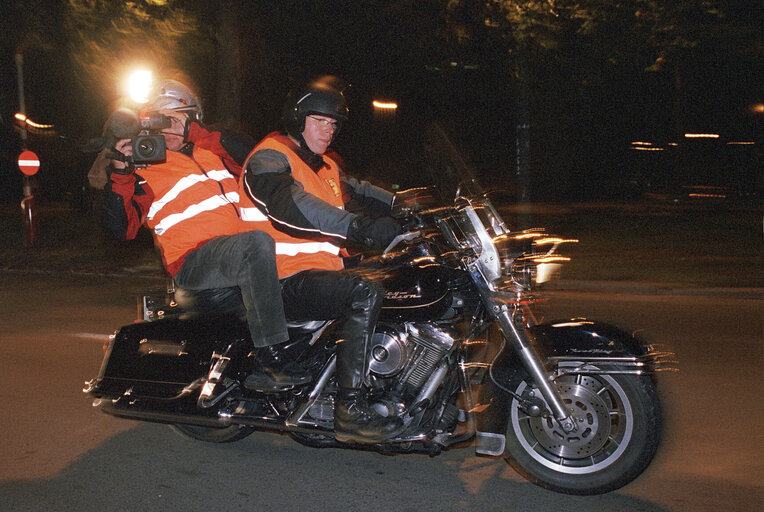 Demonstration by motorbike riders.