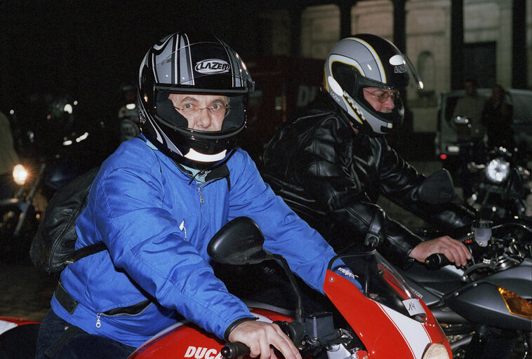 Demonstration by motorbike riders.