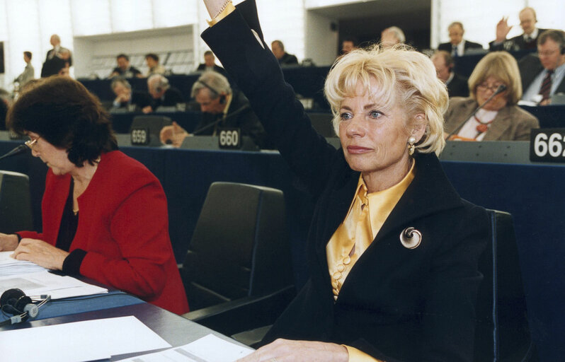 Elly PLOOIJ-VAN GORSEL in plenary session in Strasbourg