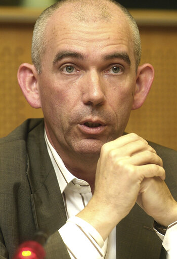 Joost LAGENDIJK in a meeting at the EP in Brussels.