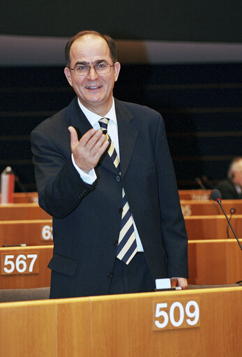 Fotografia 3: Georgios PAPASTAMKOS at the EP in Brussels.