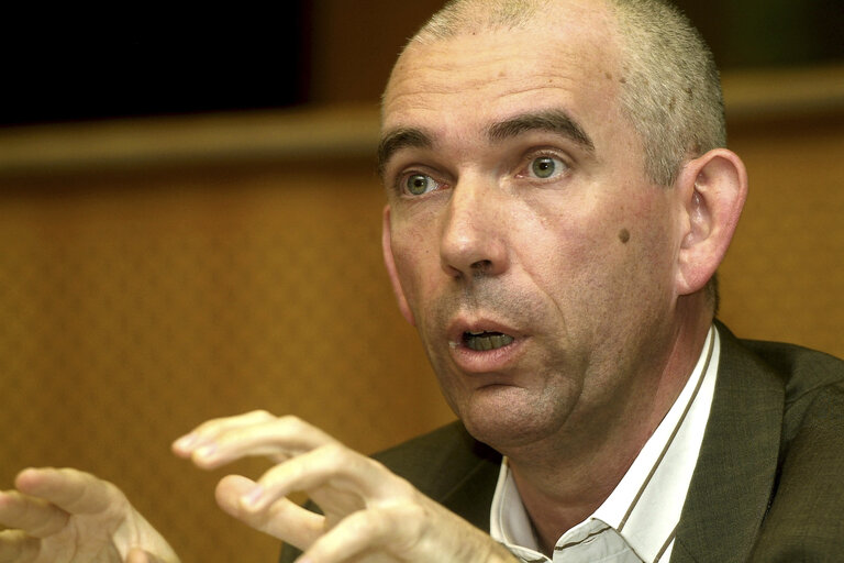 Joost LAGENDIJK in a meeting at the EP in Brussels.