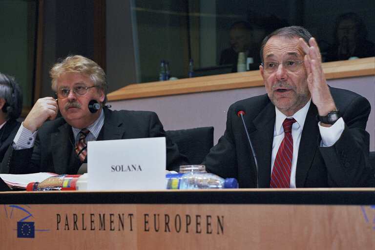 MEP in a meeting at the EP in Brussels