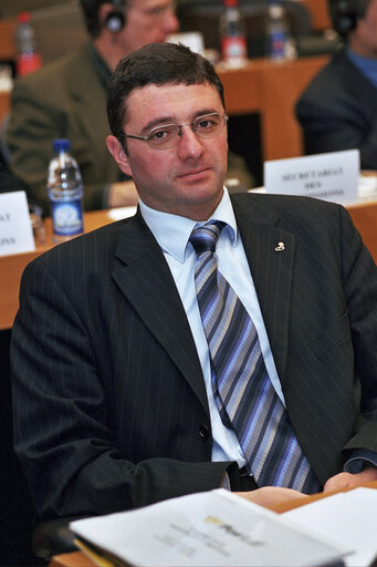 MEP in a meeting at the EP in Brussels