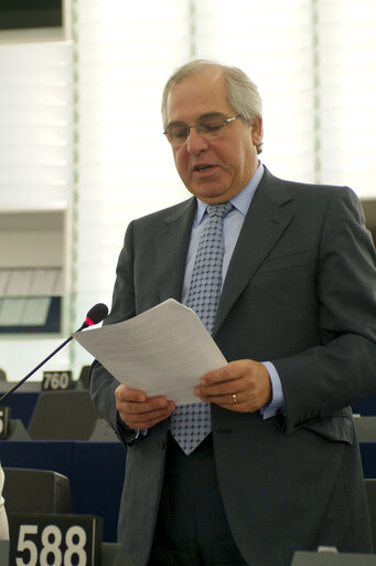 Foto 3: Jose Albino SILVA PENEDA in plenary session in Strasbourg.