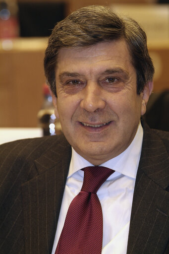 Armando DIONISI in a meeting at the EP in Brussels.