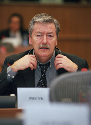 MEP in a meeting at the EP in Brussels