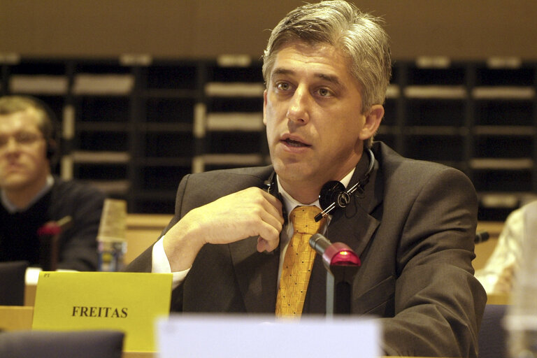 Fotagrafa 1: Duarte FREITAS in a meeting at the EP in Brussels.