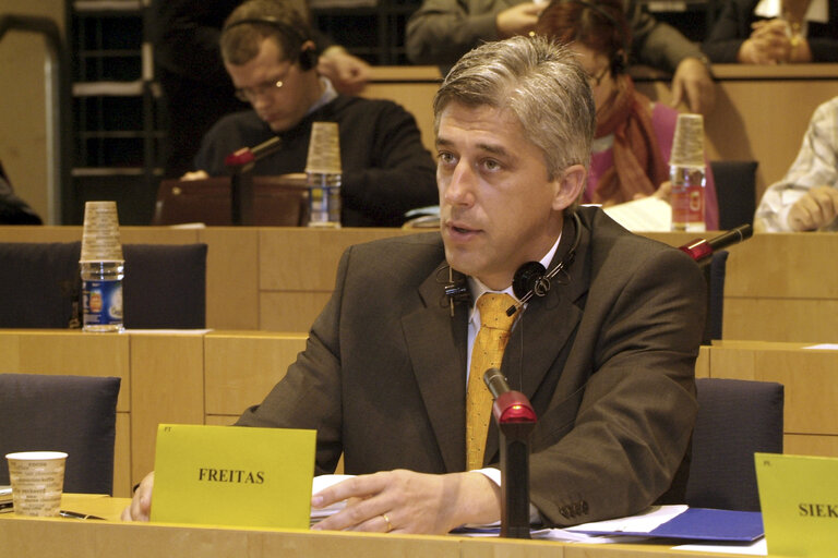 Fotagrafa 3: Duarte FREITAS in a meeting at the EP in Brussels.