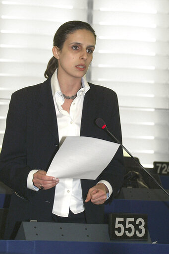 Suriet 5: Jamila MADEIRA in Plenary Session in Strasbourg.