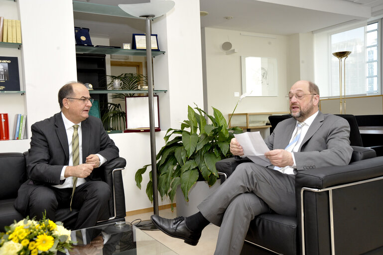 Photo 1 : Martin SCHULZ, EP President meets with Georgios PAPASTAMKOS, EP Vice President