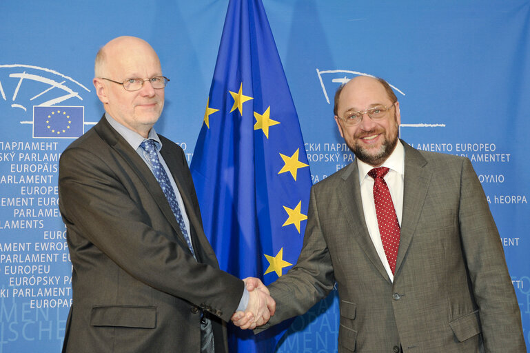 Foto 3: Martin SCHULZ - EP President meets with Staffan NILSSON -  President of the European Economic and Social Committee.