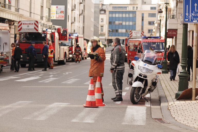 Fotografie 6: Intervention of firefighters near the EP in Brussels.