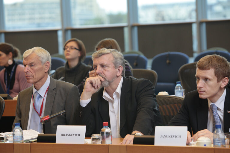 Снимка 3: Aliaksandr MILINKEVICH at the EP in Brussels.