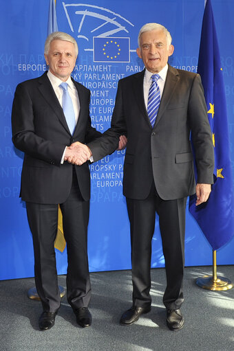 Fotografia 2: EP President Jerzy Buzek meets with Ukranian Chairman of the Vekhovna Rada, Volodymyr Lytvyn