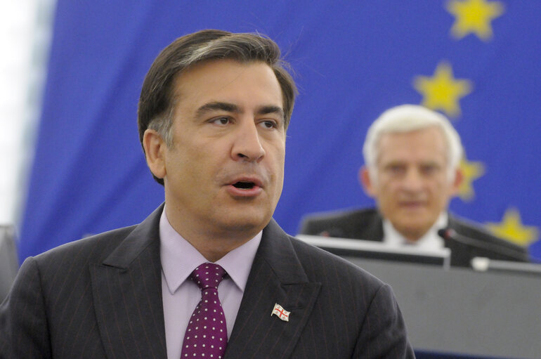 Fotografija 44: Mikheil Saakashvili, President of Georgia, adresses a formal sitting of the European Parliament in Strasbourg