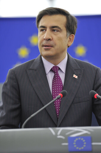 Zdjęcie 12: Mikheil Saakashvili, President of Georgia, adresses a formal sitting of the European Parliament in Strasbourg