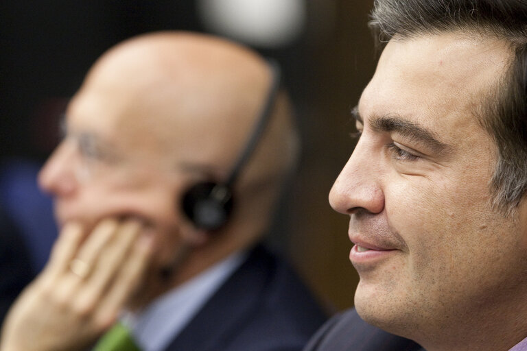 Valokuva 4: AFET Committee - Exchange of views with Mikheil Saakashvili, President of Georgia, during a meeting at the European Parliament in Strasbourg