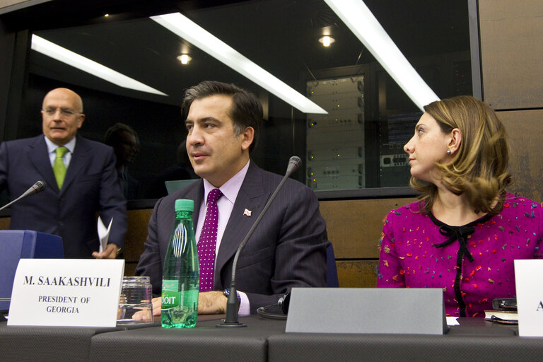 Valokuva 16: AFET Committee - Exchange of views with Mikheil Saakashvili, President of Georgia, during a meeting at the European Parliament in Strasbourg