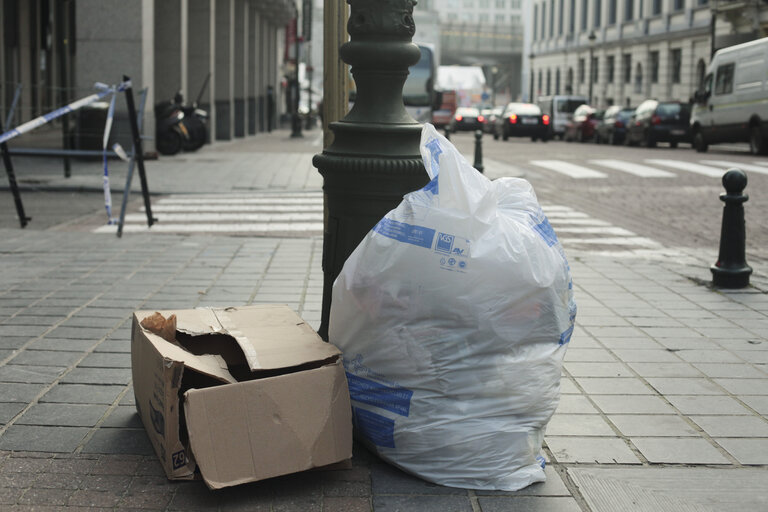 Trash / garbage bag in Brussels.