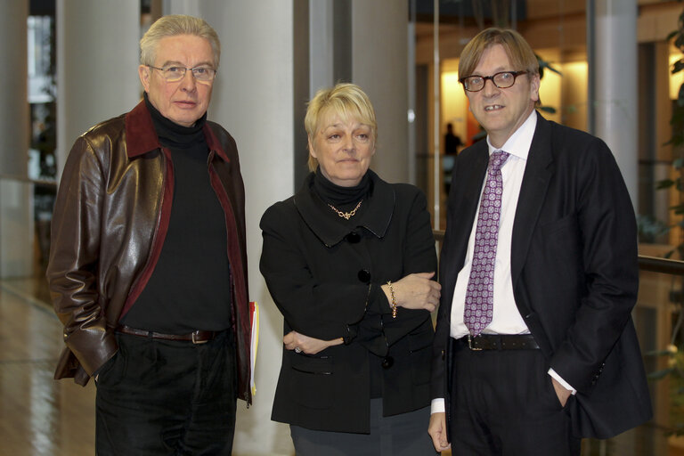 Fotografie 2: MEPs Dirk STERCKX, Annemie NEYTS, Guy VERHOFSTADT