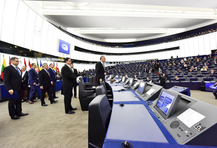 Fotogrāfija 22: Official visit of the President of the Slovak Republic - Formal sitting in Plenary session