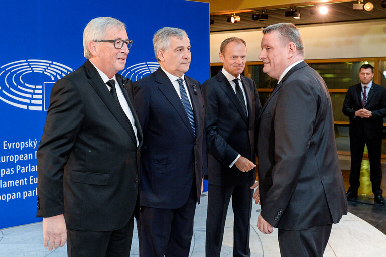 Suriet 25: European Ceremony of Honour for Dr. Helmut KOHL, Former Chancellor of the Federal Republic of Germany and Honorary Citizen of Europe (1930 - 2017) at the European Parliament in Strasbourg- Guests arrival