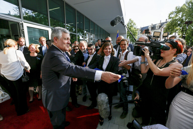 Inauguration of the Havel building by Antonio TAJANI - EP President and Dagmar HAVLOVA, wife of former Czech President Vaclav HAVEL