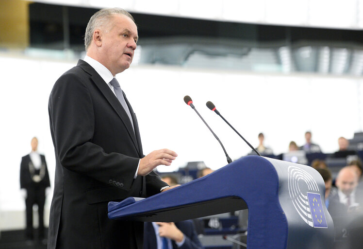 Fotogrāfija 10: Official visit of the President of the Slovak Republic - Formal sitting in Plenary session