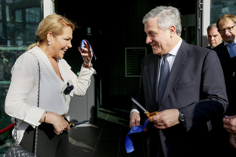 Inauguration of the Havel building by Antonio TAJANI - EP President and Dagmar HAVLOVA, wife of former Czech President Vaclav HAVEL